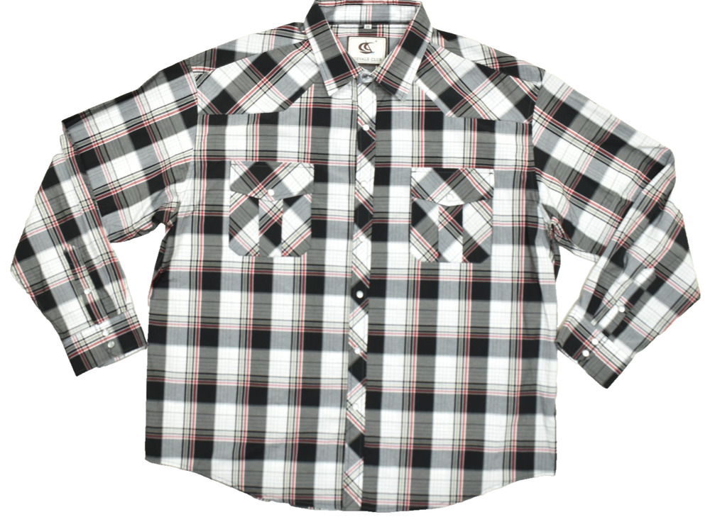 Coevals Club Mens XXL Western Pearl Snap Plaid Shirt Long Sleeve Double Pocket